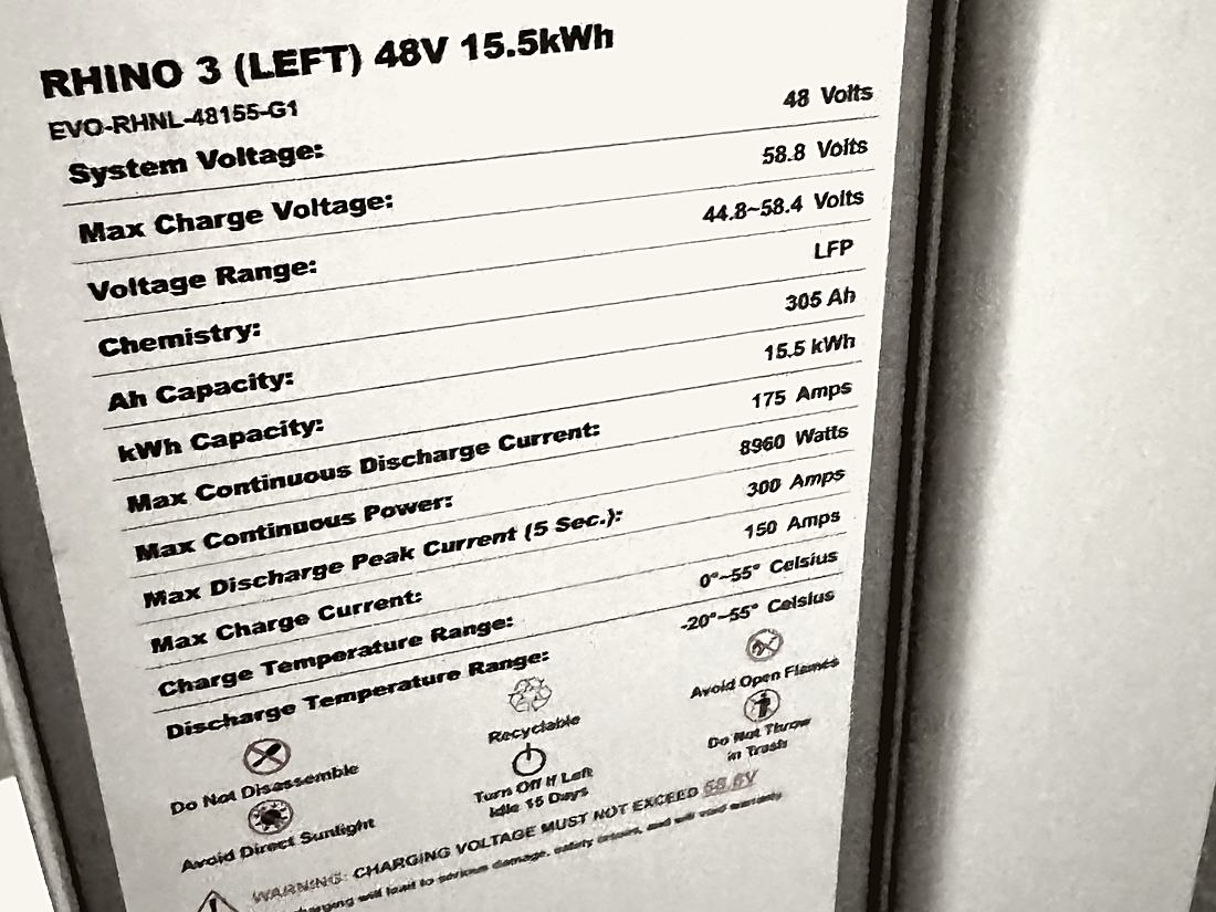 BatteryEVO Rhino 3 nameplate